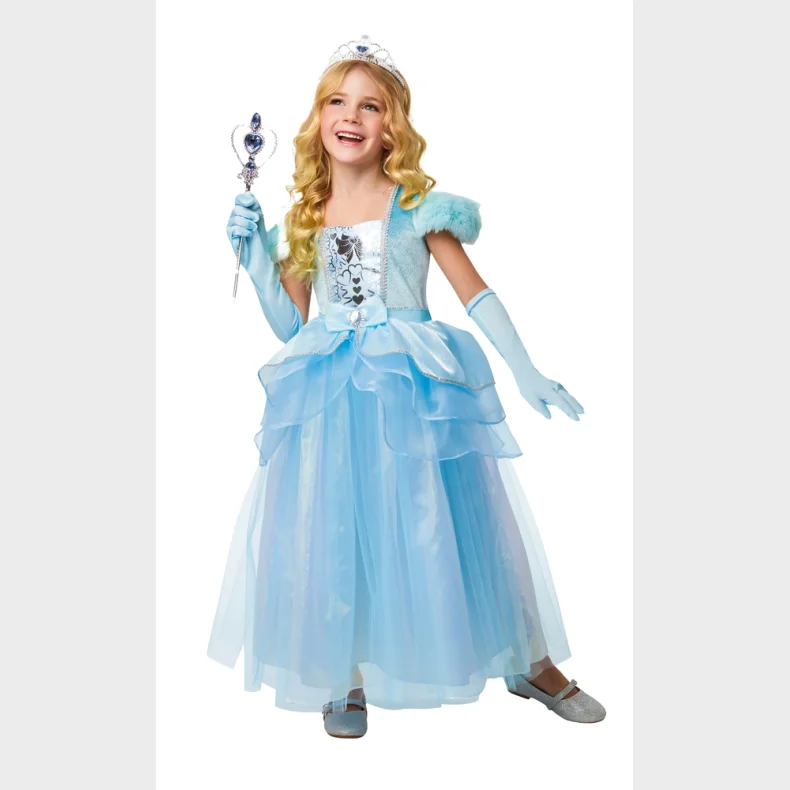 Deluxe Lysebl Prinsesse Kjole med tilbehr str. 3-4 r