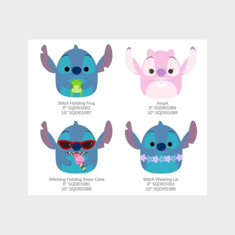 Squishmallows 20 cm Disney Stitch - flere varianter i CDU