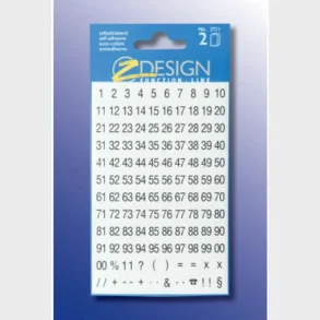 Numre p hvid folie 5 mm /2 ark