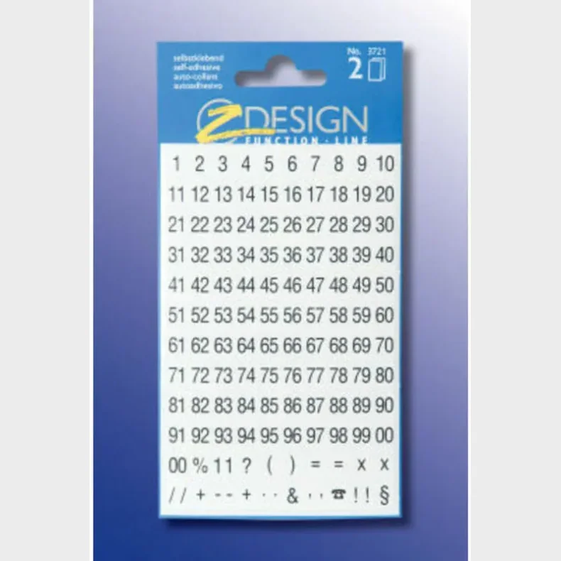 Numre p hvid folie 5 mm /2 ark