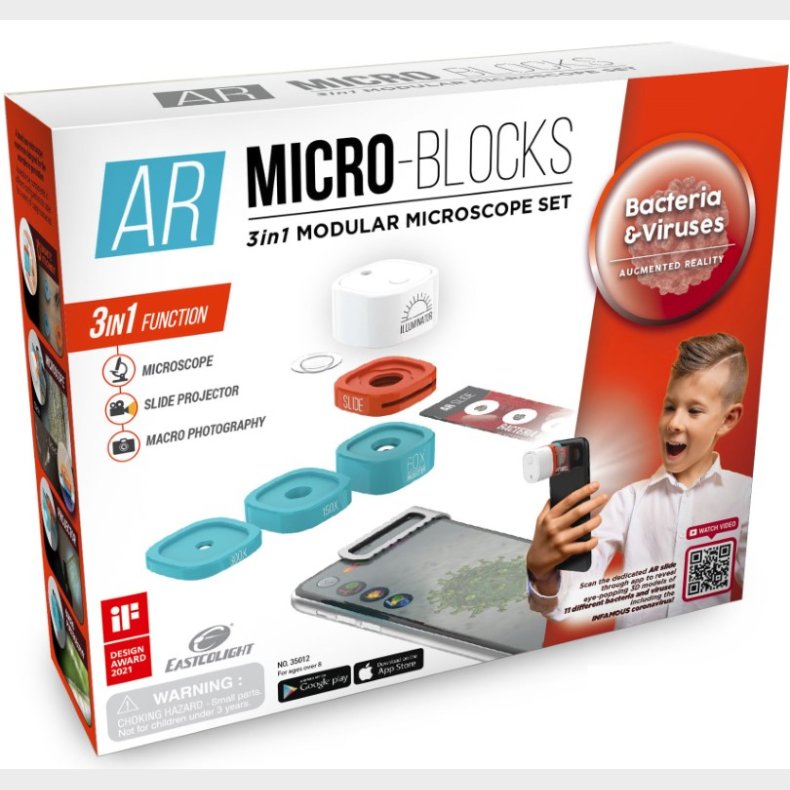 AR Micro-Blocks 3i1 modulrt mikroskop st til mobilen - bakterier og vira