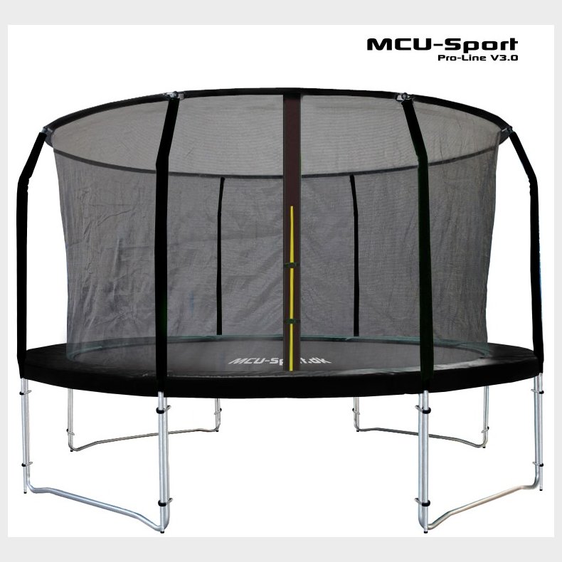 MCU-Sport Pro-line 3,7m Sort Trampolin V3.0 + Pro sikkerhedsnet