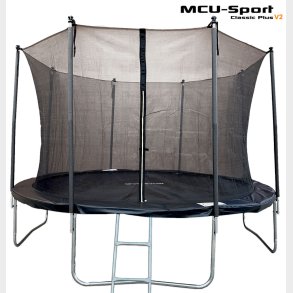 MCU-Sport Classic Plus V2  3.7M Trampolin + Sikkerhedsnet + Stige Sort