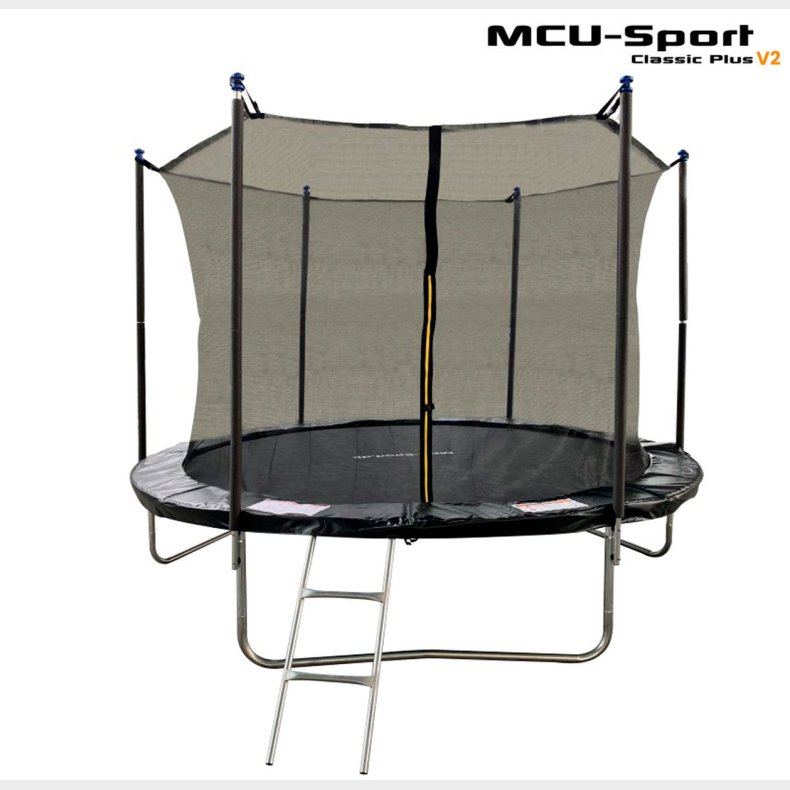 MCU-Sport Classic Plus V2  2,44M Trampolin + Sikkerhedsnet + Stige Sort