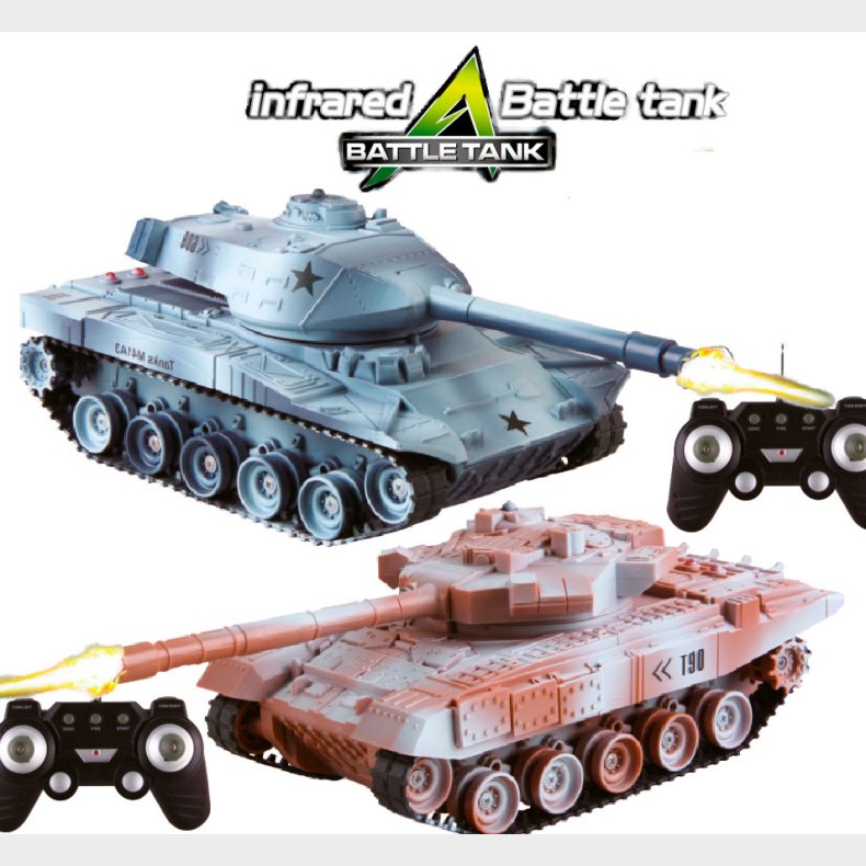 Fjernstyret Battle Tanks med IR Kampsystem Gr / Sand 27,5 cm (2 stk)