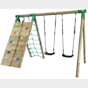 H&ouml;rby Bruk Tr� Active Climb Gyngestativ med klatrev�g+net