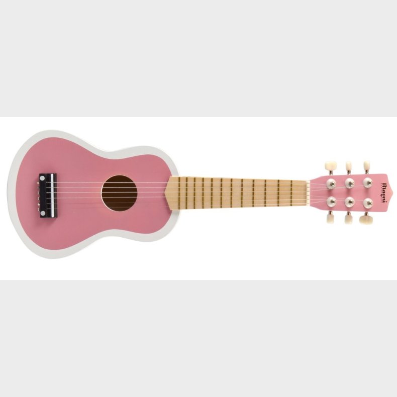 Guitar til brn m. 6 strenge - Rosa / Hvid