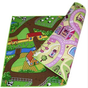 Bil Vendbart Farm Life/Sweet Town biltppe 95x133 cm