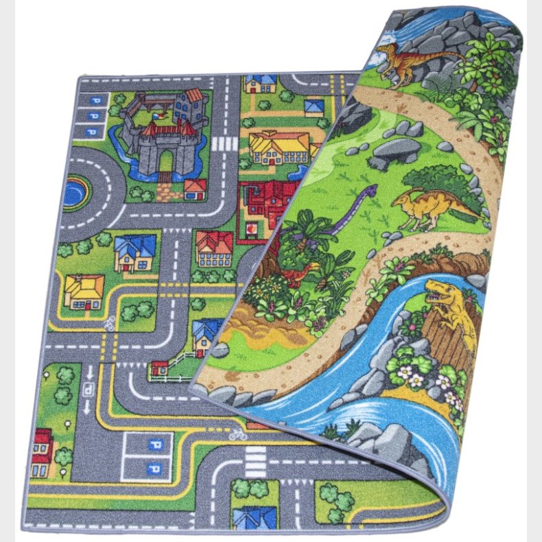 Bil Vendbart Playcity / Dino biltppe 95x133 cm