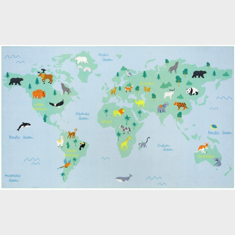 Verdens Kortet Deluxe gulvtppe til brn 120 x 195 cm