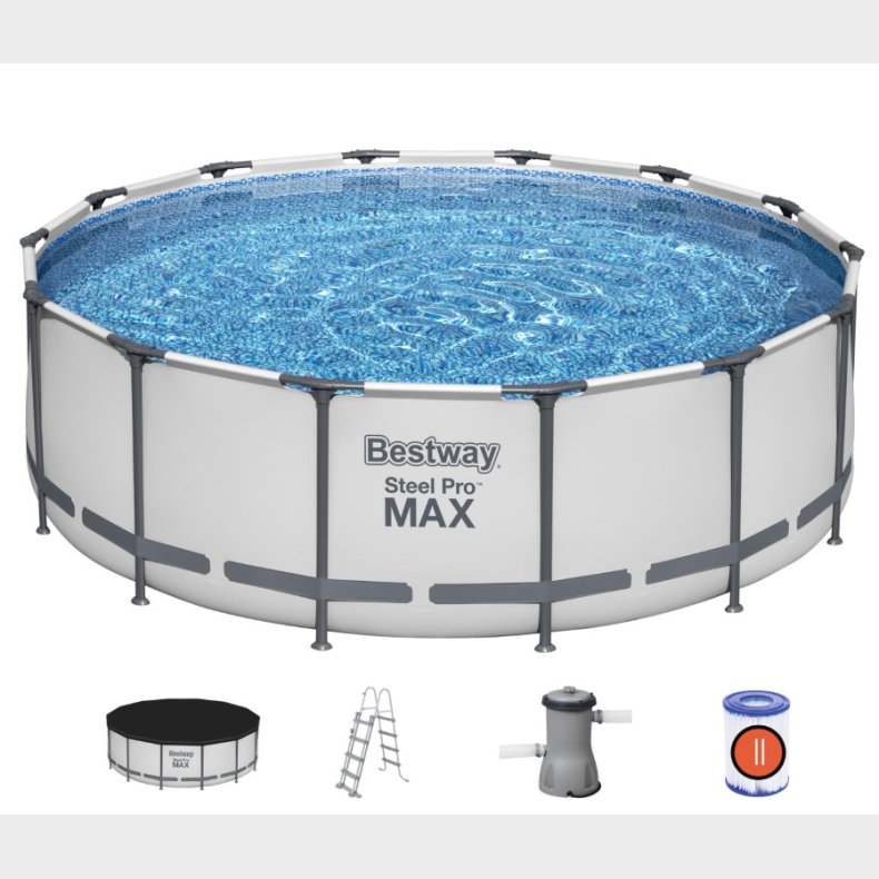 Bestway Steel Pro MAX Frame Pool 427 x 122 cm  m/pumpe, stige m.v.