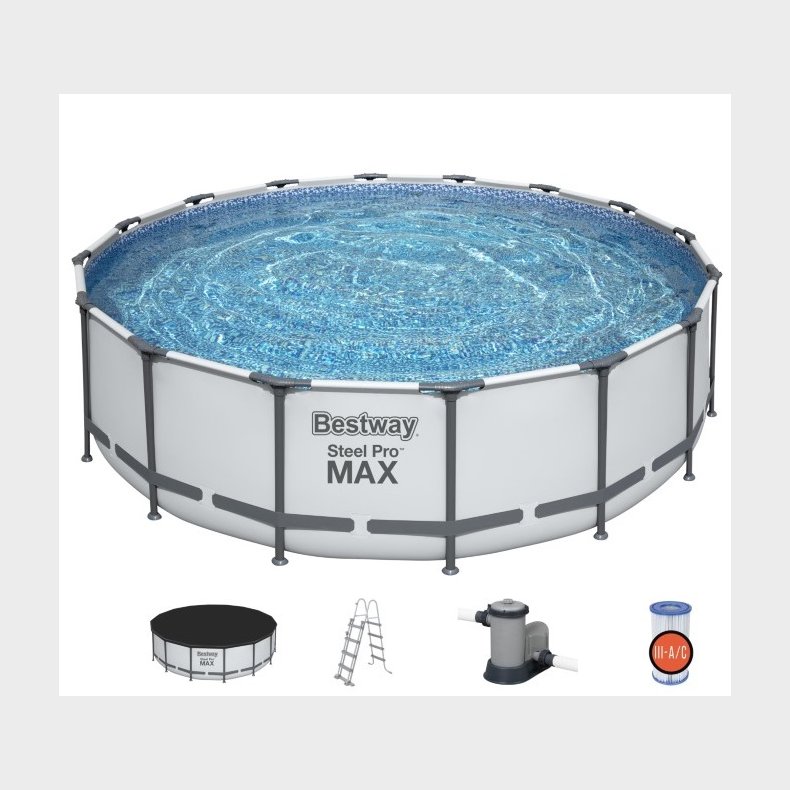 Bestway Steel Pro MAX Frame Pool 488 x 122 cm m/pumpe, stige m.v.