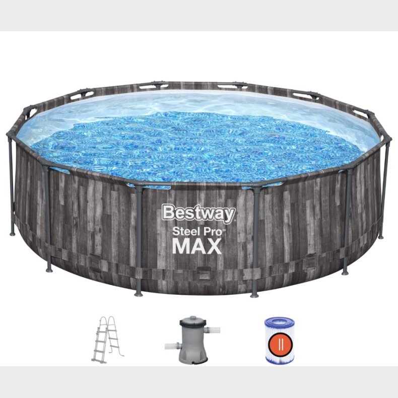 Bestway Steel Pro MAX Frame Pool 366x100cm Stone m/pumpe,stige