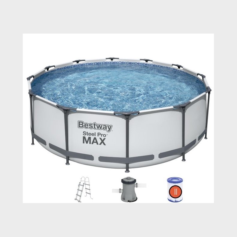 Bestway Steel Pro MAX Frame Pool 366 x 100cm m/filter pumpe, stige