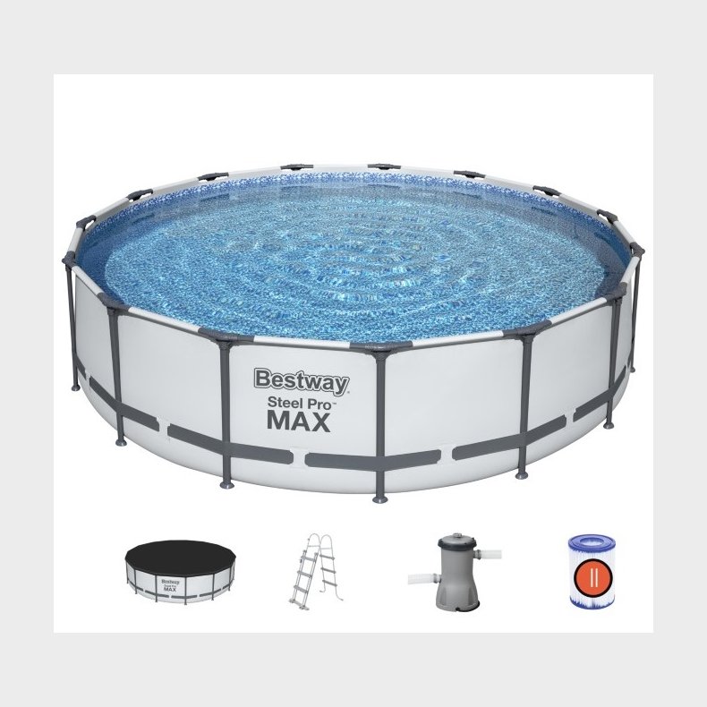 Bestway Steel Pro MAX Frame Pool 457 x 107 cm m/pumpe, stige m.v.