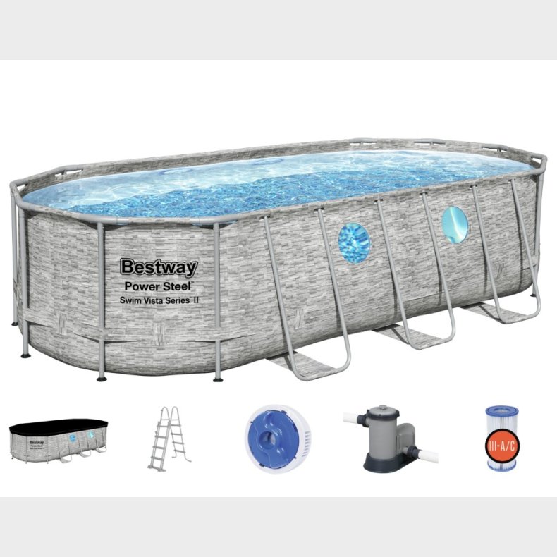 Bestway  Power Steel  Swim Vista II 549 x 274 x 122 cm m/pumpe, stige m.v.