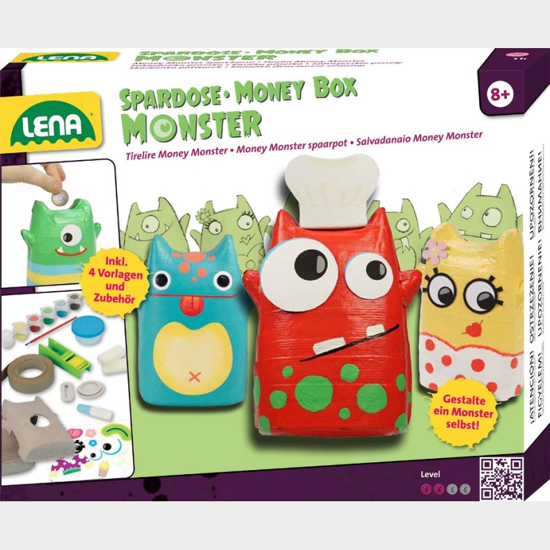 Lena Monster Sparegris Gr-det-selv st