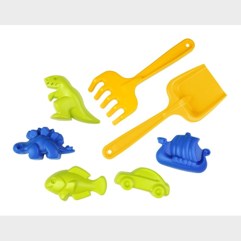 Happy Sand - Sandst med skovl og rive, 7 dele