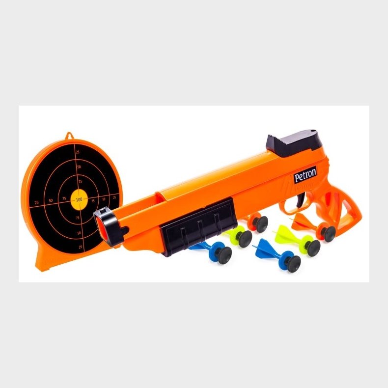 Sureshot Pistol + skydeskive til brn m/6 dartpile