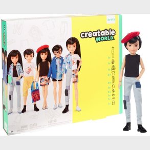 Creatable World Deluxe Dukke med sort glat hr