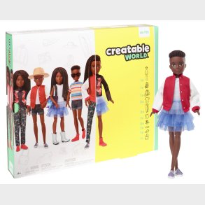 Creatable World Deluxe Dukke med sort flettet hr