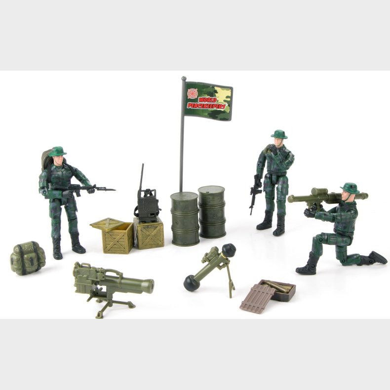 World Peacekeepers 1:18 Militr Ranger pakke m/3 actionfigurer