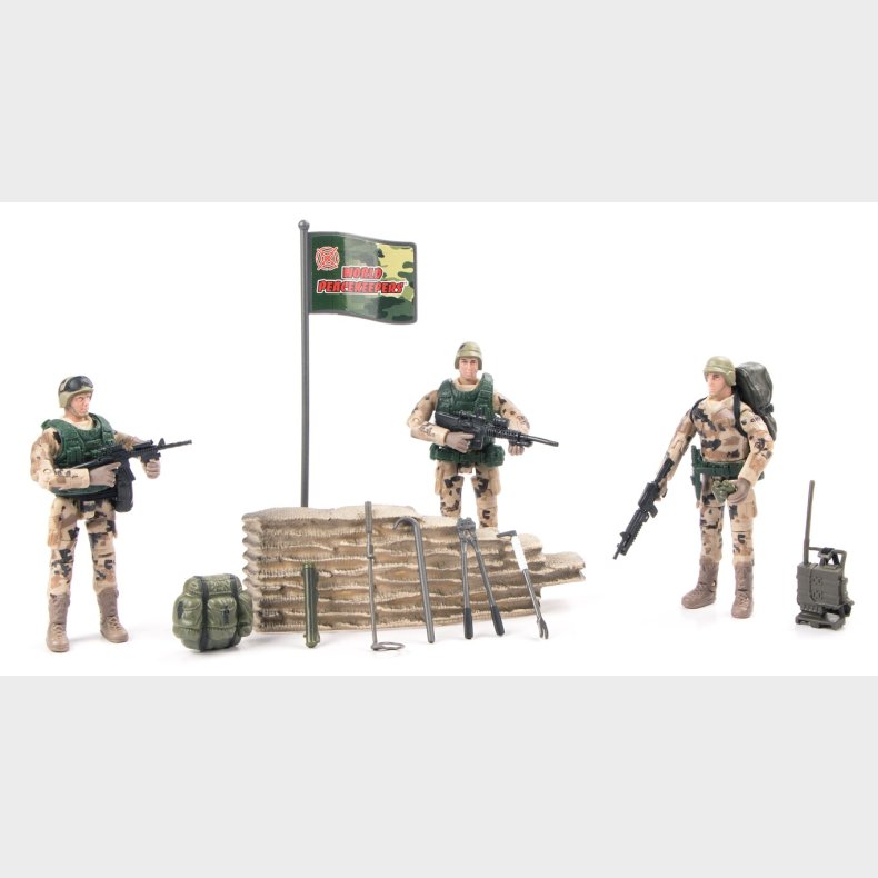 World Peacekeepers 1:18 Militr Desert Marine pakke m/3 actionfigurer
