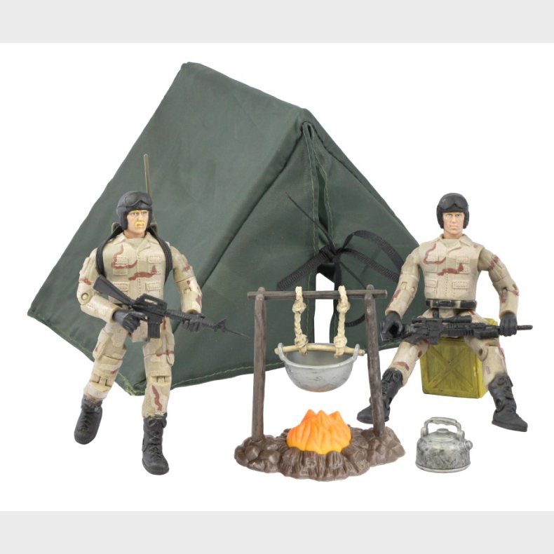 World Peacekeepers 1:18 Militr Camp pakke m/2 actionfigurer