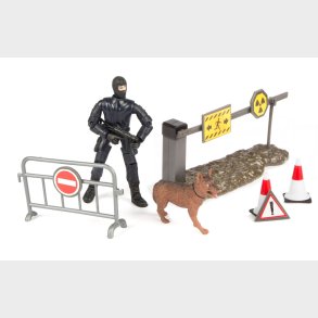 S.W.A.T. Action Figur  + Hund + afsprring 1:18