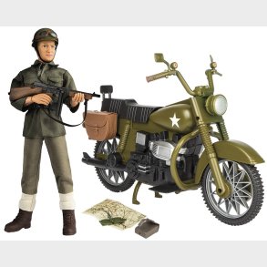 WW2 Militr Motorcykel med Action Figur 30,5cm