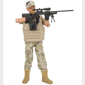 Sniper Desert Militr Action Figur 30,5cm med tilbehr