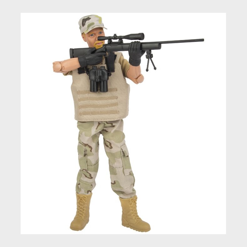 Sniper Desert Militr Action Figur 30,5cm med tilbehr