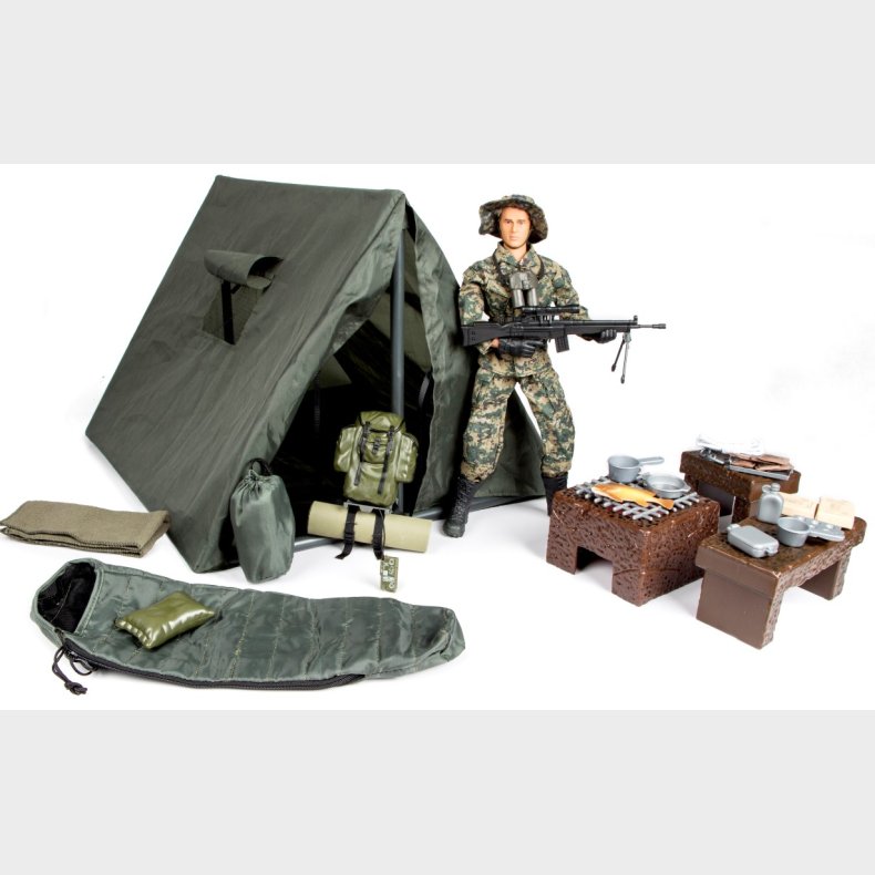 Militr Telt Camp 1:6 med Action Figur 30,5cm