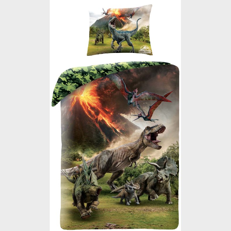 Jurassic World Dinosaur Sengetj 2i1 Design - 100 Procent Bomuld