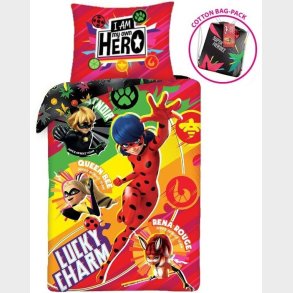 Miraculous Ladybug ''Lucky Charm'' Sengetj inkl. rygsk, 100 bomuld
