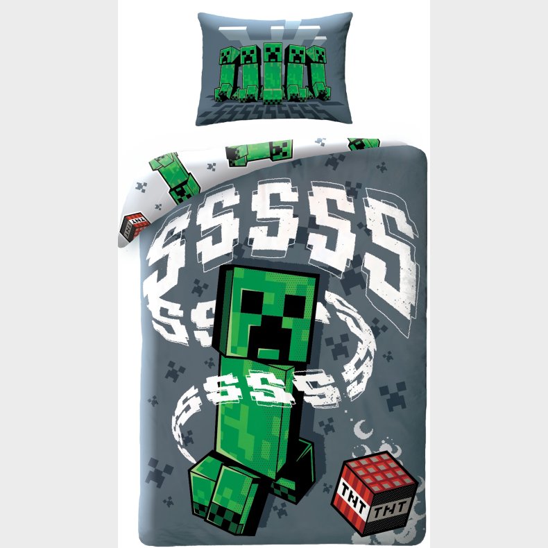 Minecraft Creeper Sengetj 140 x 200 cm - 100 procent bomuld