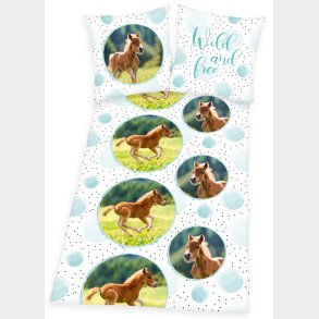 Heste 'Wild and free' Pony Sengetj (100 procent bomuld)