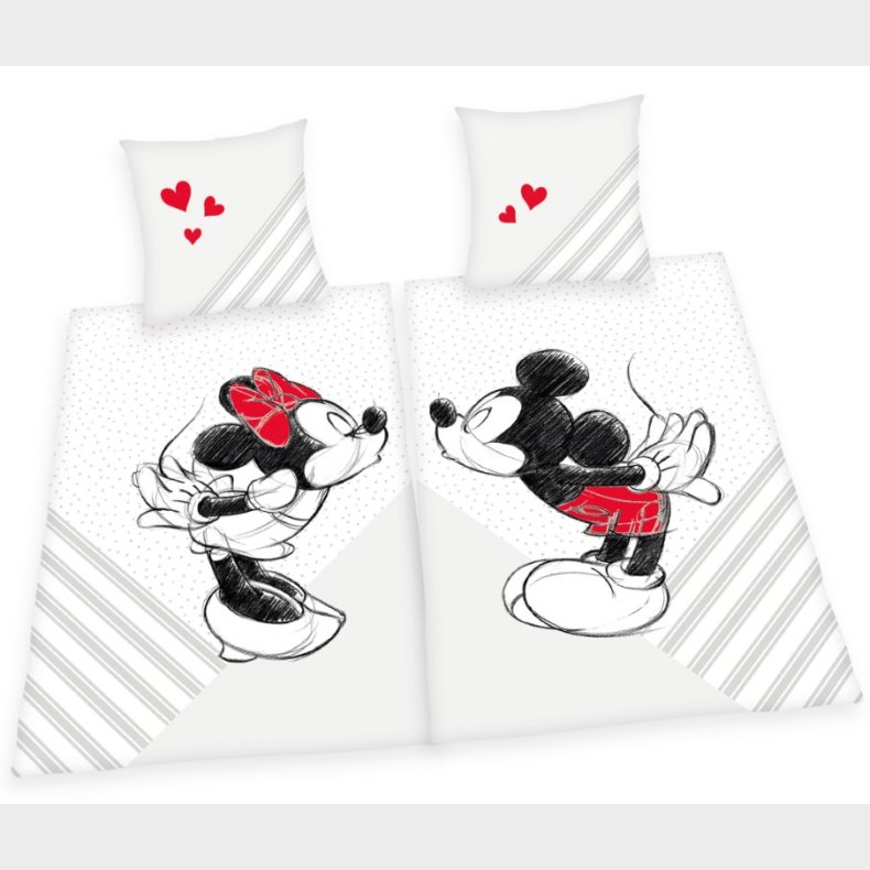 Mickey og Minnie Mouse Sengetj Partnerpakke- 100 procent bomuld