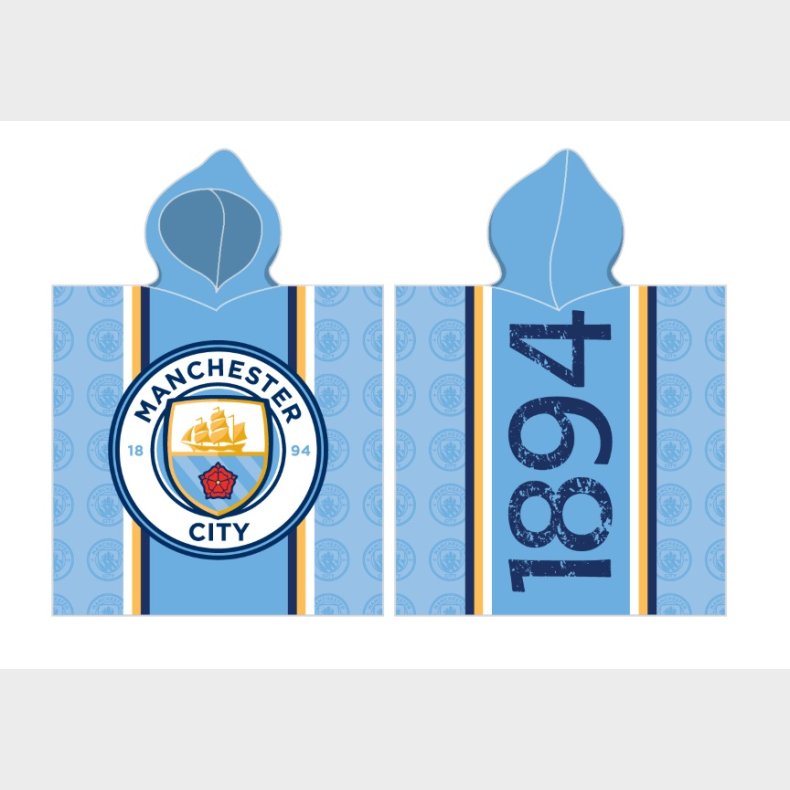 Manchester City Poncho / Hndklde med htte - 100 procent bomuld