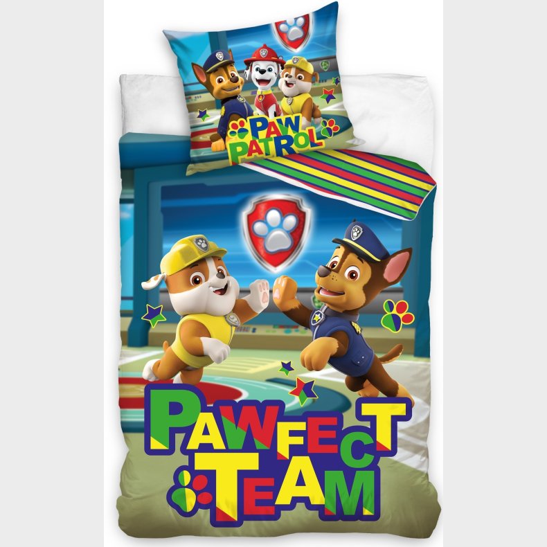 Paw Patrol ''Pawfect Team'' Sengetj 140x200 cm - 100 procent bomuld