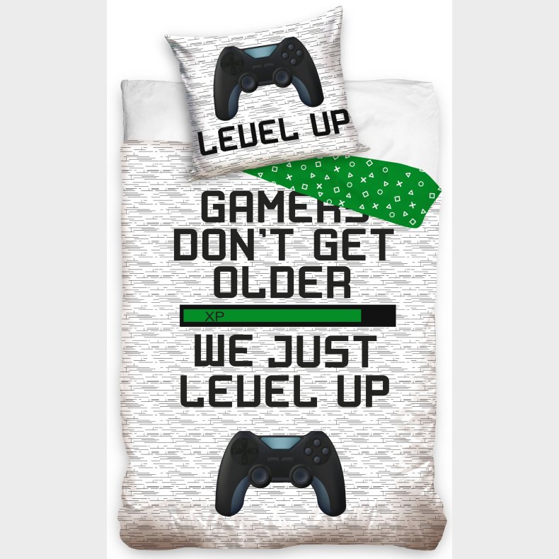 Gamer Sengetj ''Level up'' - 100 procent bomuld