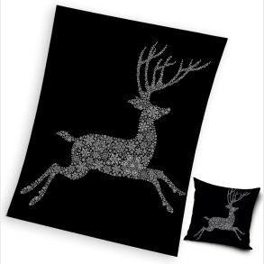 Rensdyr Coral Fleecetppe 150 x 200 cm og Pude 40 x 40 cm