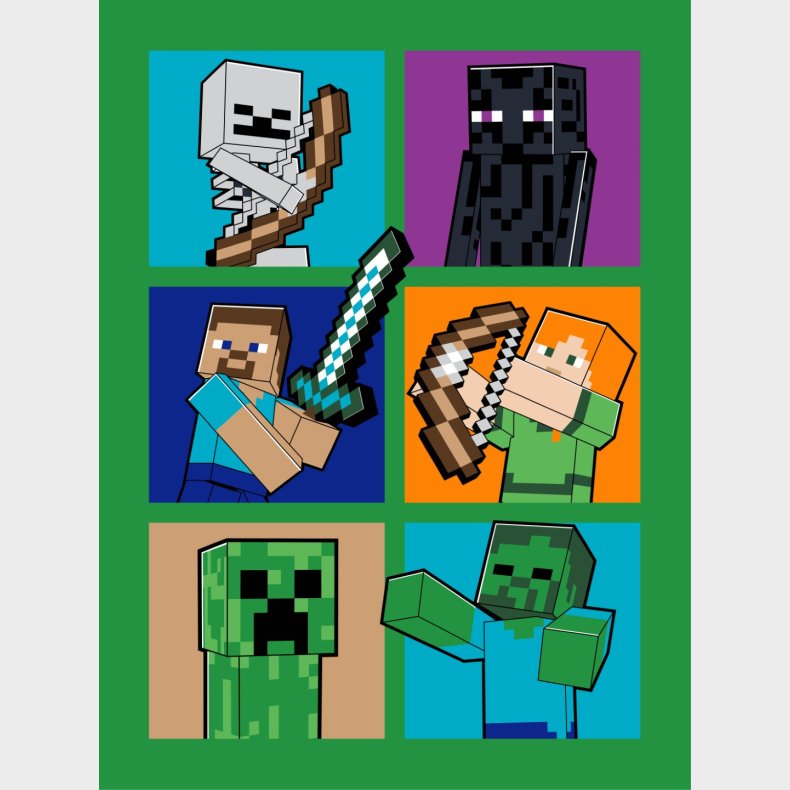 Minecraft Polar Fleecetppe til brn - 150 x 200 cm