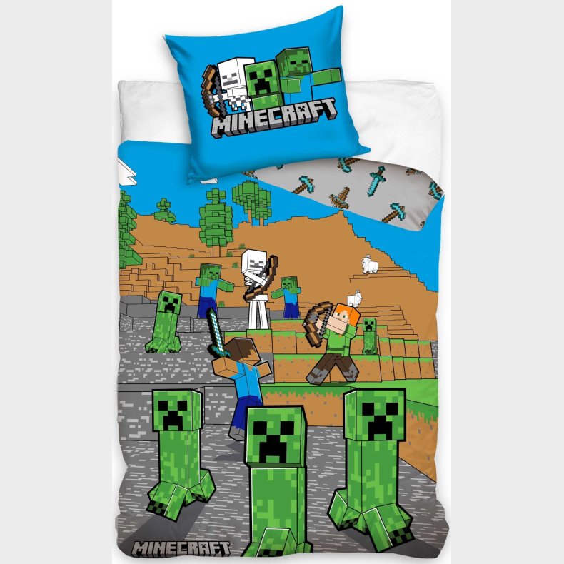 Minecraft Creeper Enderman Gamer Sengetj - 100 procent bomuld