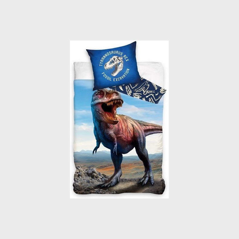 Tyrannosaurus Rex Sengetj 140 x 200 cm, 100 procent bomuld