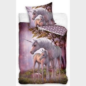 Enhjrning Sengetj 140 x 200, 100 procent bomuld