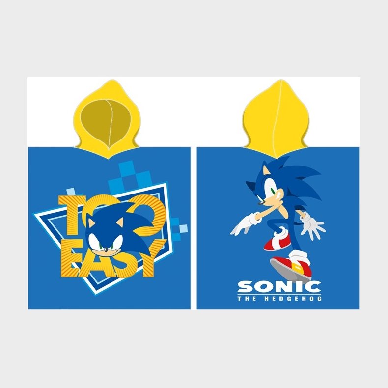 Sonic Poncho badehndklde med htte - 100 procent bomuld