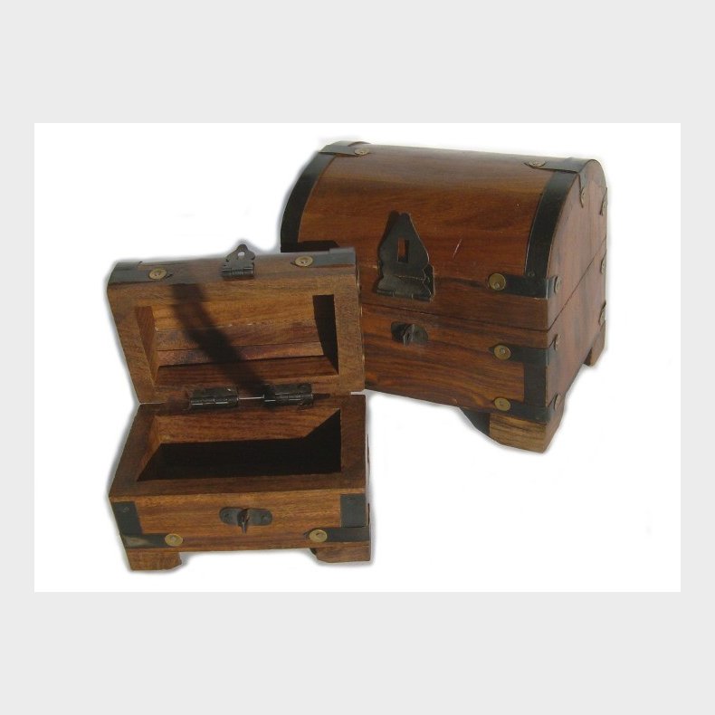 Skattekiste st med 2 stk. 14x11x13 cm