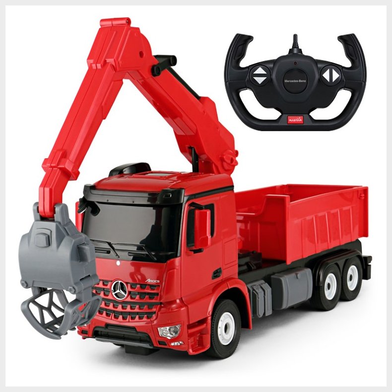 Mercedes-Benz Arocs Fjernstyret Lastbil med kran 2.4G, Rd