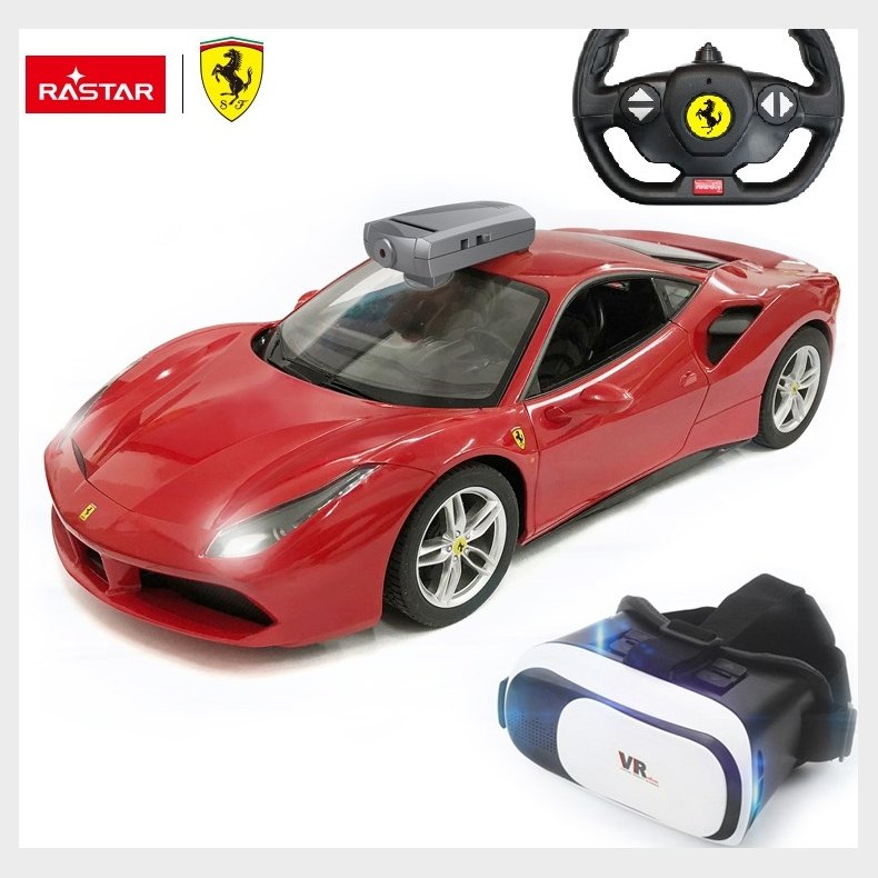 Ferrari  488 GTB Fjernstyret Bil m/VR briller + Kamera 1:14